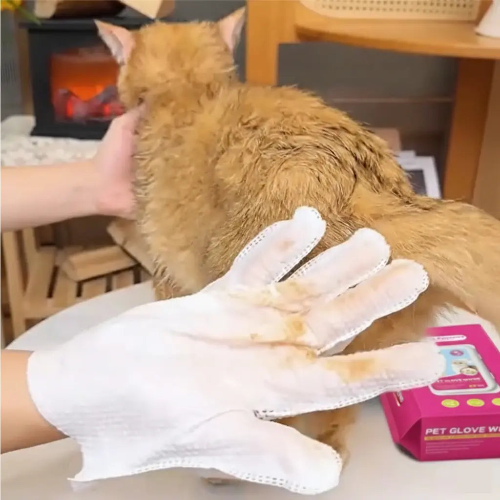Dr. Pawsome Clean & Deodorizing Glove Wipe - Hypoallergenic Natural Pet-Safe Vet Approved for Dogs & Cats