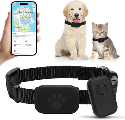 Cat Tracker Collar for Pet, Real Time Dog GPS Tracker No Monthly Fee, No SIM Required, Compatible with Ios/Android, Global Tracking Device for All Cats Dogs and All Collars (C)