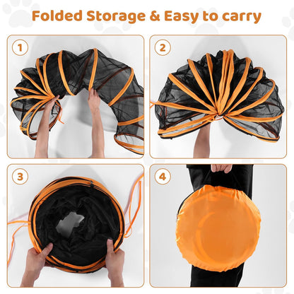 Large Pet Tunnel and Foldable Playpen for Small Animals - Portable Indoor/Outdoor Enclosure for Cats, Hamsters, Guinea Pigs, and Rabbits