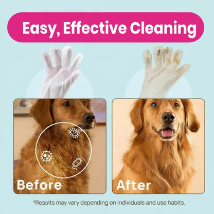 Dr. Pawsome Clean & Deodorizing Glove Wipe - Hypoallergenic Natural Pet-Safe Vet Approved for Dogs & Cats