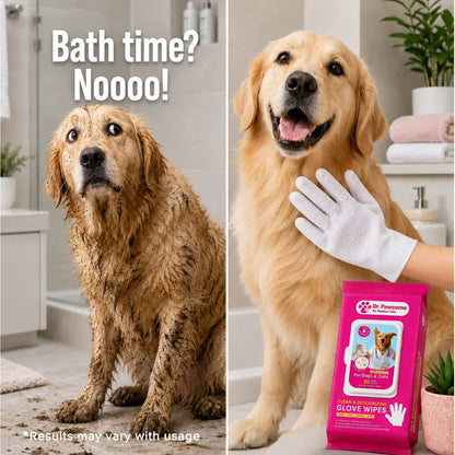 Dr. Pawsome Clean & Deodorizing Glove Wipe - Hypoallergenic Natural Pet-Safe Vet Approved for Dogs & Cats