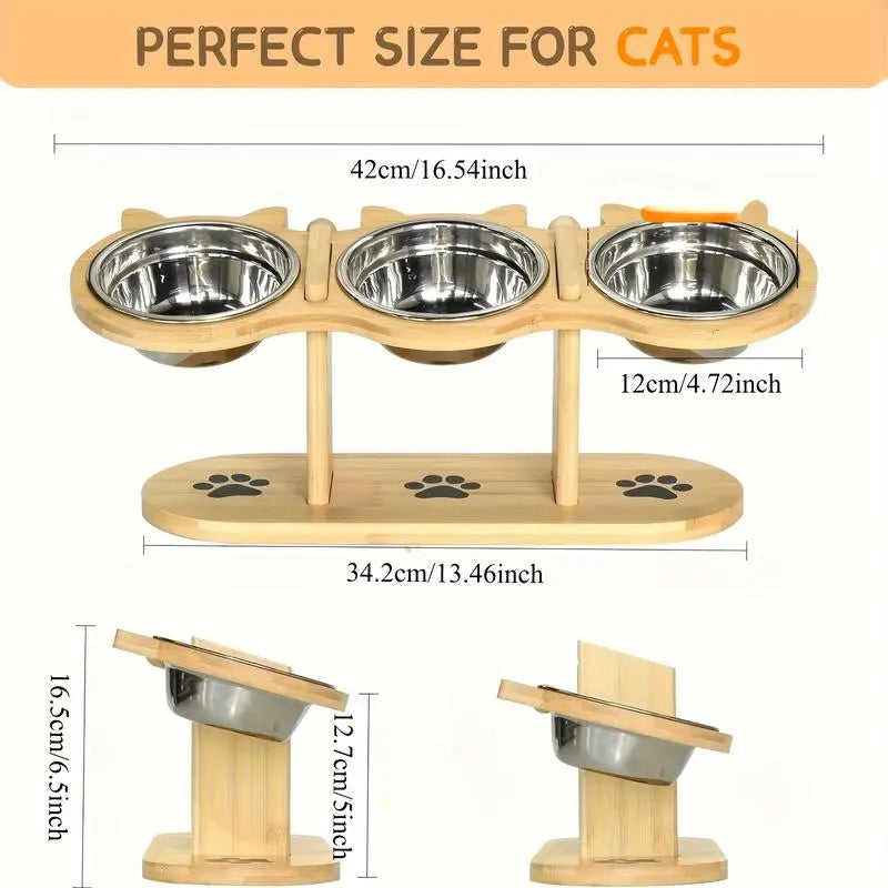 Multi-Layer Elevated Cat Feeder with Pet Food and Water Bowls, Includes 3 Stands, Easy-To-Assemble and Portable Design, Ideal for Multiple Cats Tiktokshopspringglowup Summervibes Petlovers
