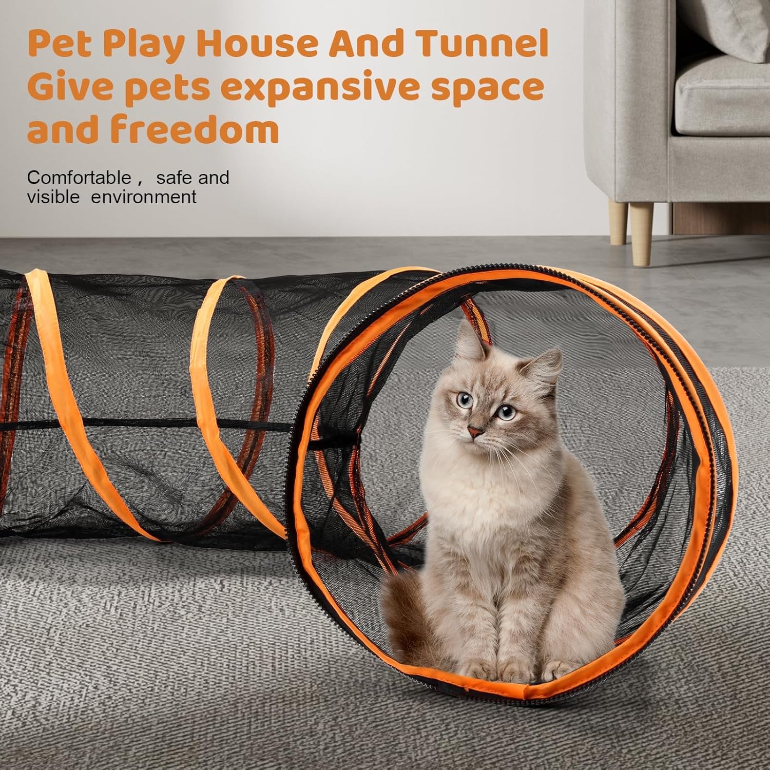 Large Pet Tunnel and Foldable Playpen for Small Animals - Portable Indoor/Outdoor Enclosure for Cats, Hamsters, Guinea Pigs, and Rabbits