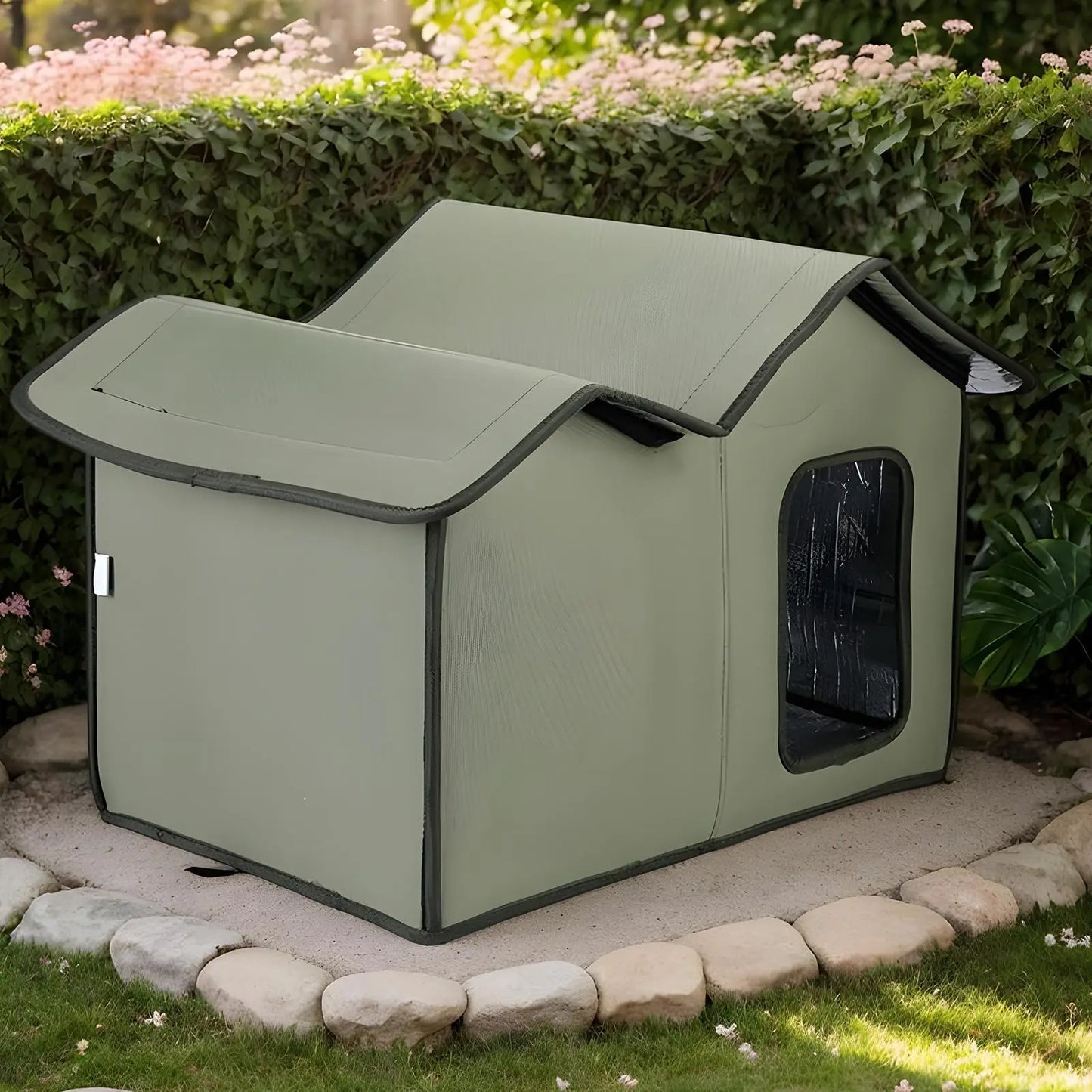 Winter Cat House Outdoor Feral Cats Dogs House Weatherproof Temporary Shelter for Camping Backyard Patio Balcony Pets Supplies