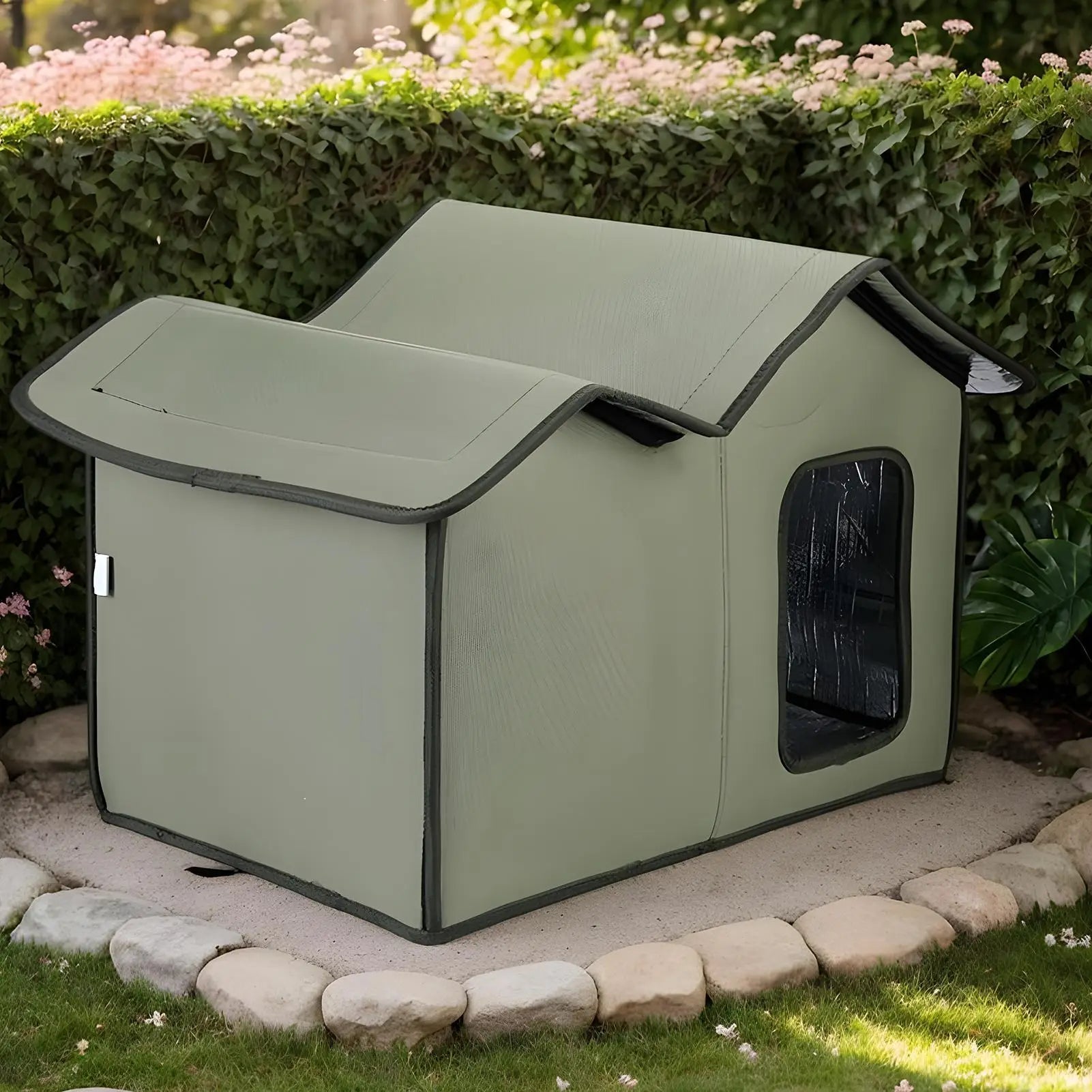 Winter Cat House Outdoor Feral Cats Dogs House Weatherproof Temporary Shelter for Camping Backyard Patio Balcony Pets Supplies