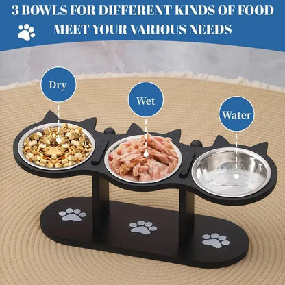 Multi-Layer Elevated Cat Feeder with Pet Food and Water Bowls, Includes 3 Stands, Easy-To-Assemble and Portable Design, Ideal for Multiple Cats Tiktokshopspringglowup Summervibes Petlovers